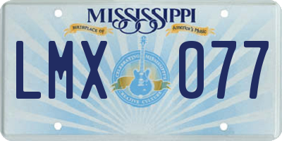 MS license plate LMX077