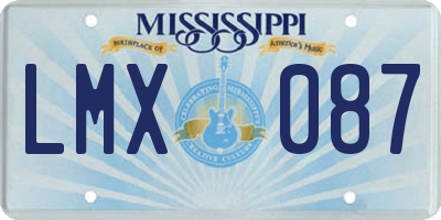 MS license plate LMX087