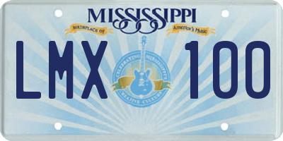 MS license plate LMX100