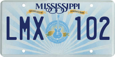 MS license plate LMX102