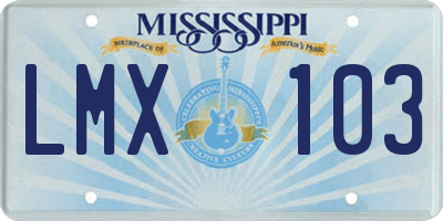 MS license plate LMX103