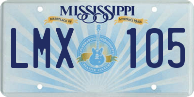 MS license plate LMX105
