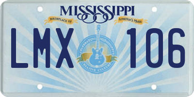 MS license plate LMX106