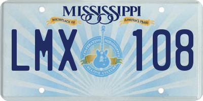 MS license plate LMX108