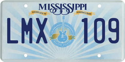 MS license plate LMX109