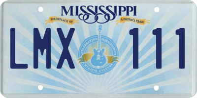 MS license plate LMX111