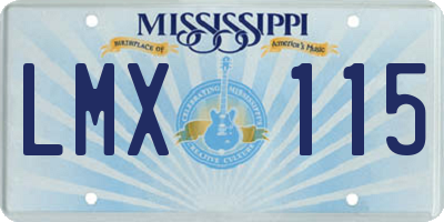 MS license plate LMX115