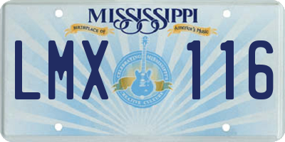 MS license plate LMX116