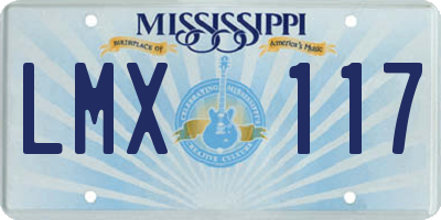 MS license plate LMX117