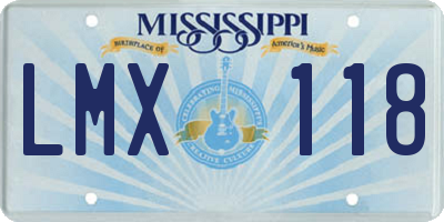 MS license plate LMX118