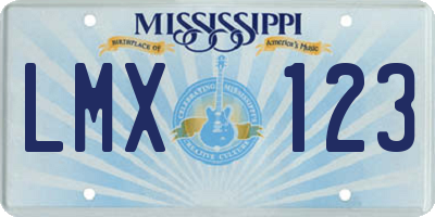 MS license plate LMX123