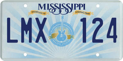MS license plate LMX124