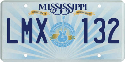 MS license plate LMX132