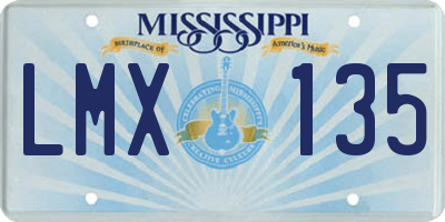 MS license plate LMX135