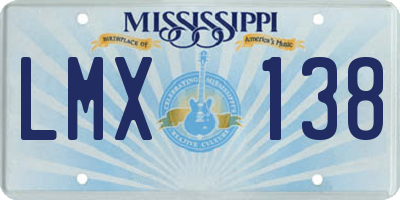 MS license plate LMX138