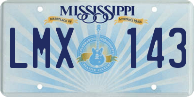 MS license plate LMX143