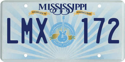MS license plate LMX172