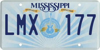 MS license plate LMX177