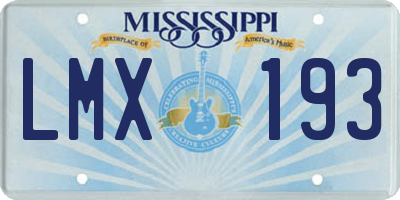 MS license plate LMX193