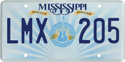 MS license plate LMX205