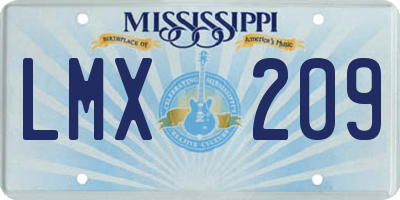 MS license plate LMX209