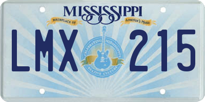MS license plate LMX215