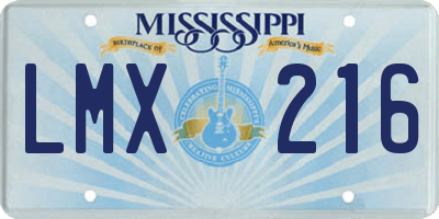 MS license plate LMX216