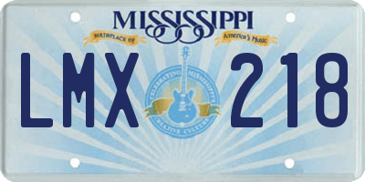 MS license plate LMX218