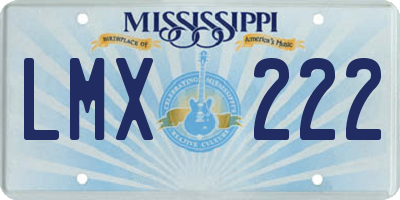 MS license plate LMX222