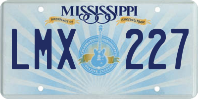 MS license plate LMX227