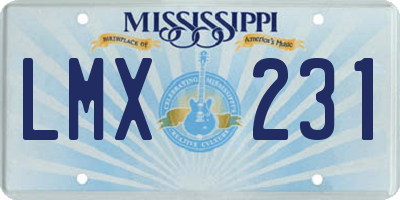 MS license plate LMX231