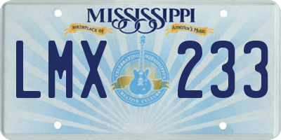 MS license plate LMX233