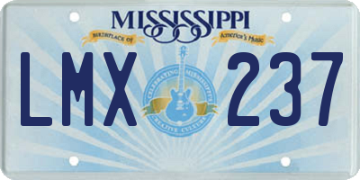 MS license plate LMX237