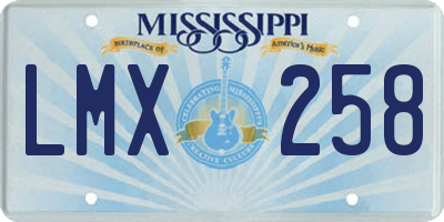 MS license plate LMX258