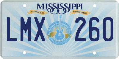 MS license plate LMX260