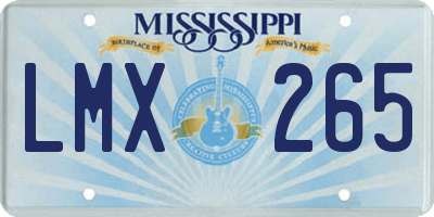 MS license plate LMX265