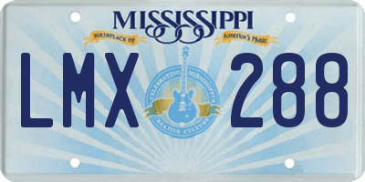 MS license plate LMX288