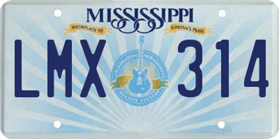 MS license plate LMX314
