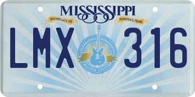 MS license plate LMX316