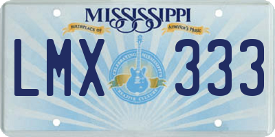 MS license plate LMX333
