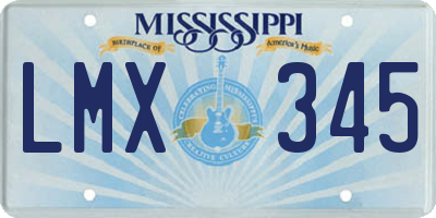 MS license plate LMX345