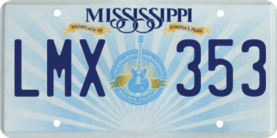 MS license plate LMX353