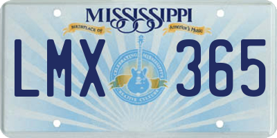 MS license plate LMX365