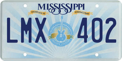 MS license plate LMX402