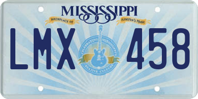 MS license plate LMX458