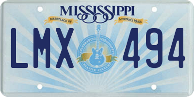 MS license plate LMX494