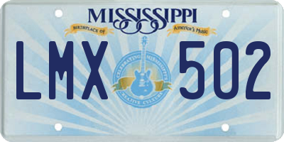 MS license plate LMX502