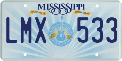 MS license plate LMX533