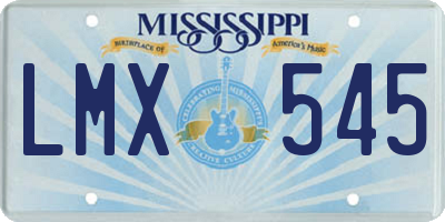 MS license plate LMX545