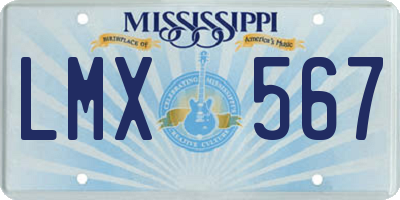 MS license plate LMX567